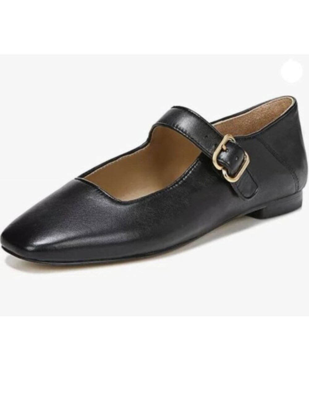 FYS Women Square Toe Low Heel Mary Jane Pumps Flats Ballets Buckled Black Shoes